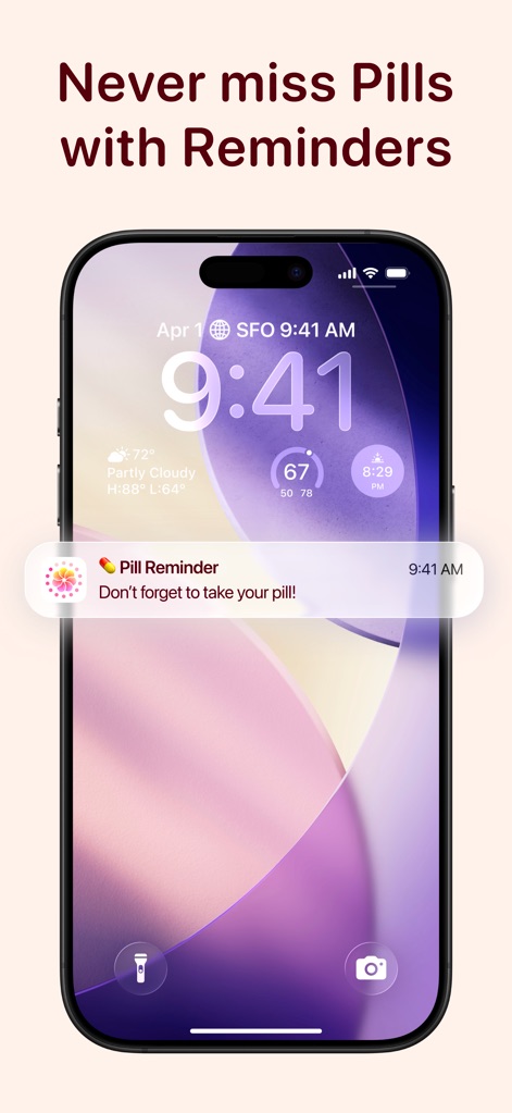 Ovi Cycle & Period Tracker - This tool provides essential medication reminders, delivering timely lock screen notifications that alert users to take their birth control pill.