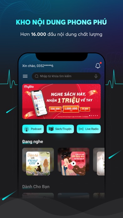 Mydio: Sách nói & Truyện audio iPhone screenshot 1