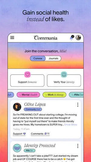 Communia: women's social media screenshot 2