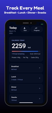 Food Calorie Tracker Free iPhone screenshot