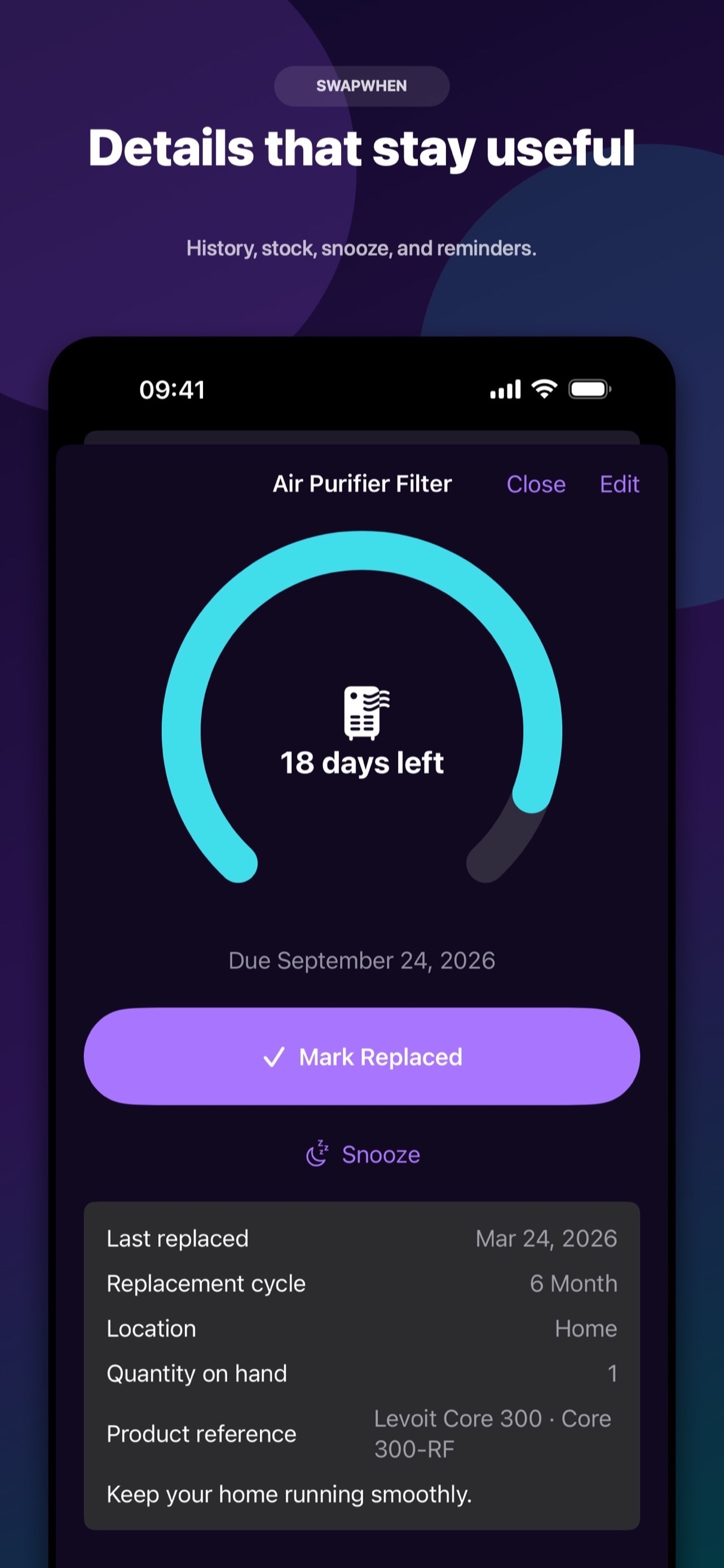 Screenshot 4 of SwapWhen: Replacement Reminder