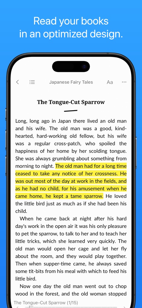 Yomu EBook Reader - Observe the app's optimized text layout and the intuitive tap/swipe navigation that enhances the reading flow.