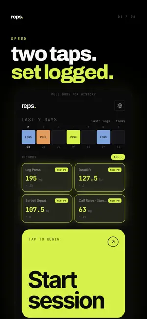 reps - Push Pull Legs Log screenshot 1