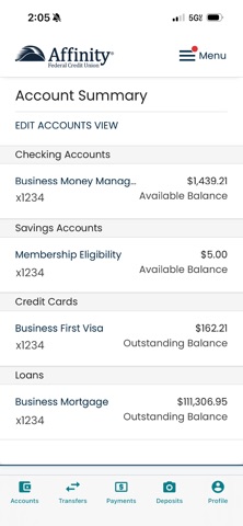 Affinity FCU Business Banking iPhone screenshot
