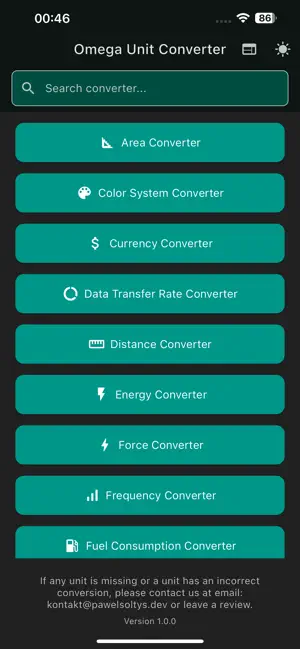 Omega Unit Converter screenshot 1