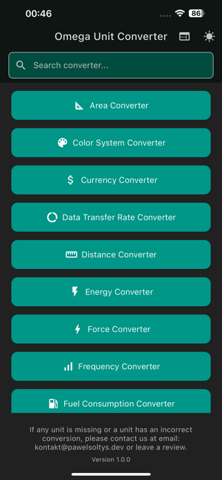 Omega Unit Converter Screenshot 1 of 7