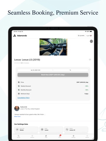 Adamondo: Rent a Car in Egypt iPad screenshot