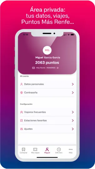 Captura de pantalla de Renfe en iPhone 5