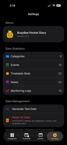 BusyBee Pocket Diary screenshot