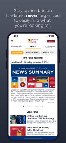 Kansas Public Radio iPhone screenshot