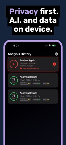 LooksMax AI Private Face Rater iPhone screenshot