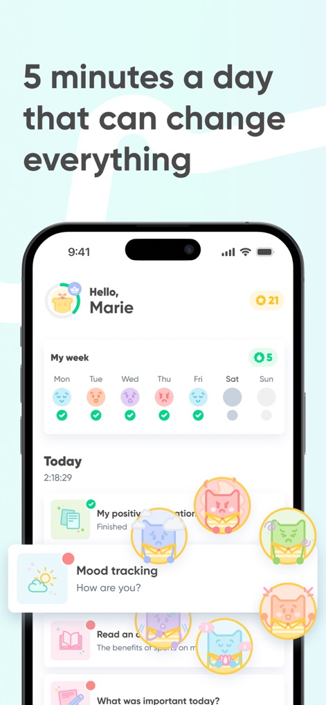Quit smoking for good - Kwit - Esta herramienta facilita el seguimiento del estado de ánimo con iconos semanales en el calendario y ofrece un espacio para el seguimiento del ánimo o 'Mood tracking' para reflexionar diariamente.