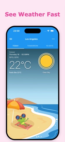 The Frog: Weather app screenshot
