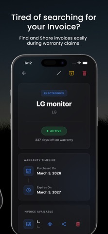 Warranty Tracker (No Ads) iPhone screenshot