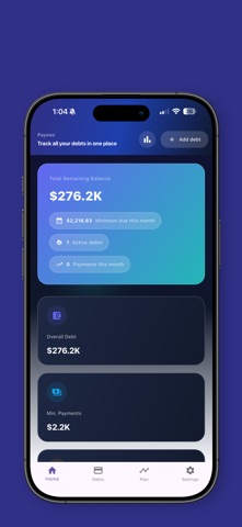 Payooo: Debt Payoff Planner iPhone screenshot