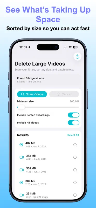 Delete Large Videos screenshot 2 of 5