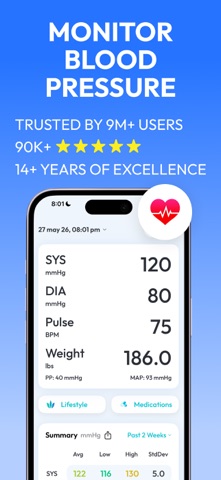 Blood Pressure Tracker SmartBP app screenshot