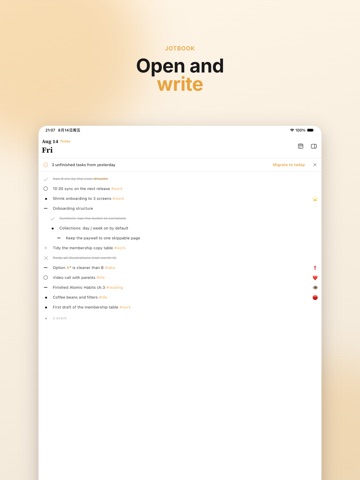 Jotbook: Bullet Journal & Bujo iPad screenshot