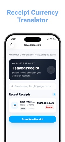 AI Receipt Currency Converter app screenshot