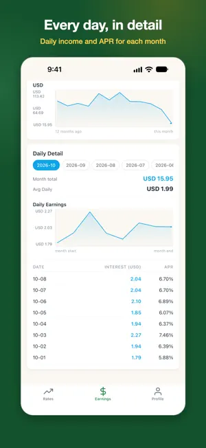 EarnUSD — Smart Yield Tracker screenshot 2