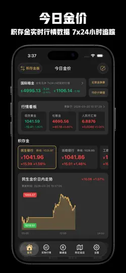 Скриншот 今日金价 - 黄金价格查询大盘实时金价黄金行情积存金换算 на iPhone 2