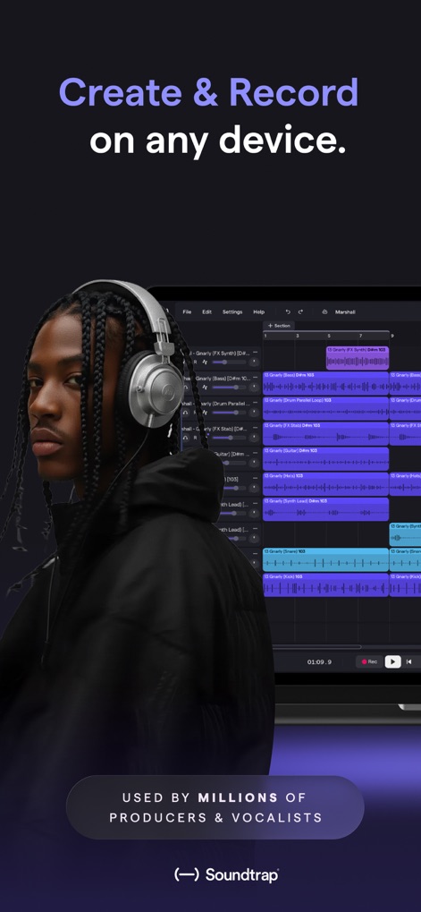 Soundtrap: Music Making Studio - See how the app offers a comprehensive studio experience on a laptop and allows users to record and mix tracks with a familiar DAW interface.