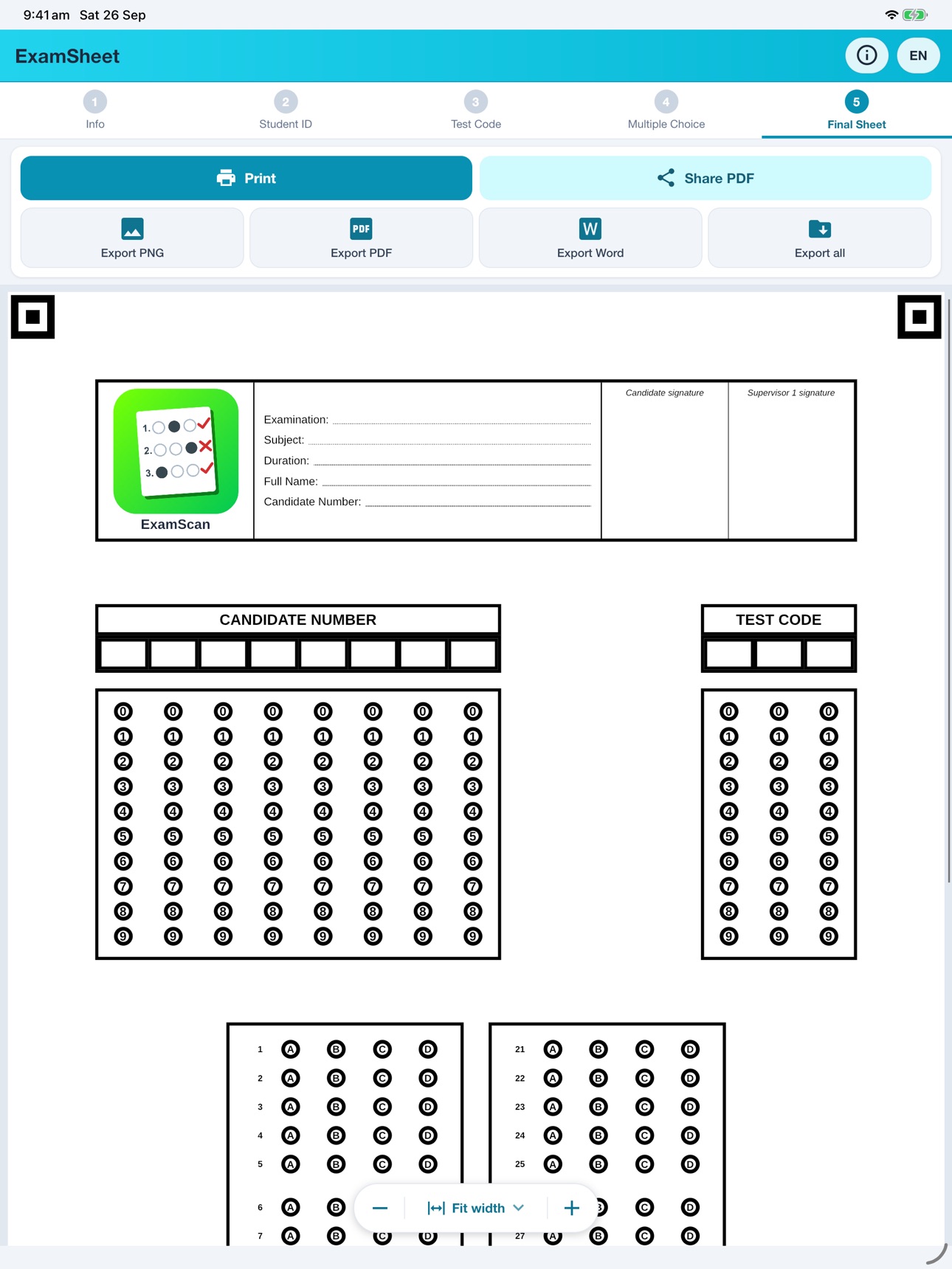 Screenshot 6 of ExamSheet: Answer Sheet Maker