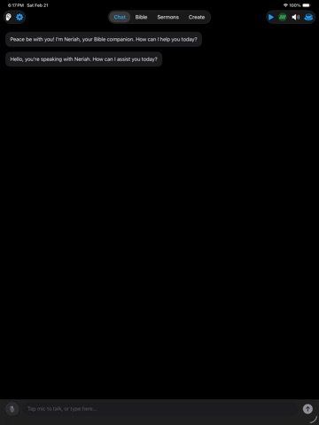 Neriah Conversational AI Bible iPad screenshot