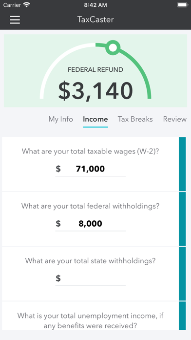 TaxCaster: Tax Calculator Screenshot