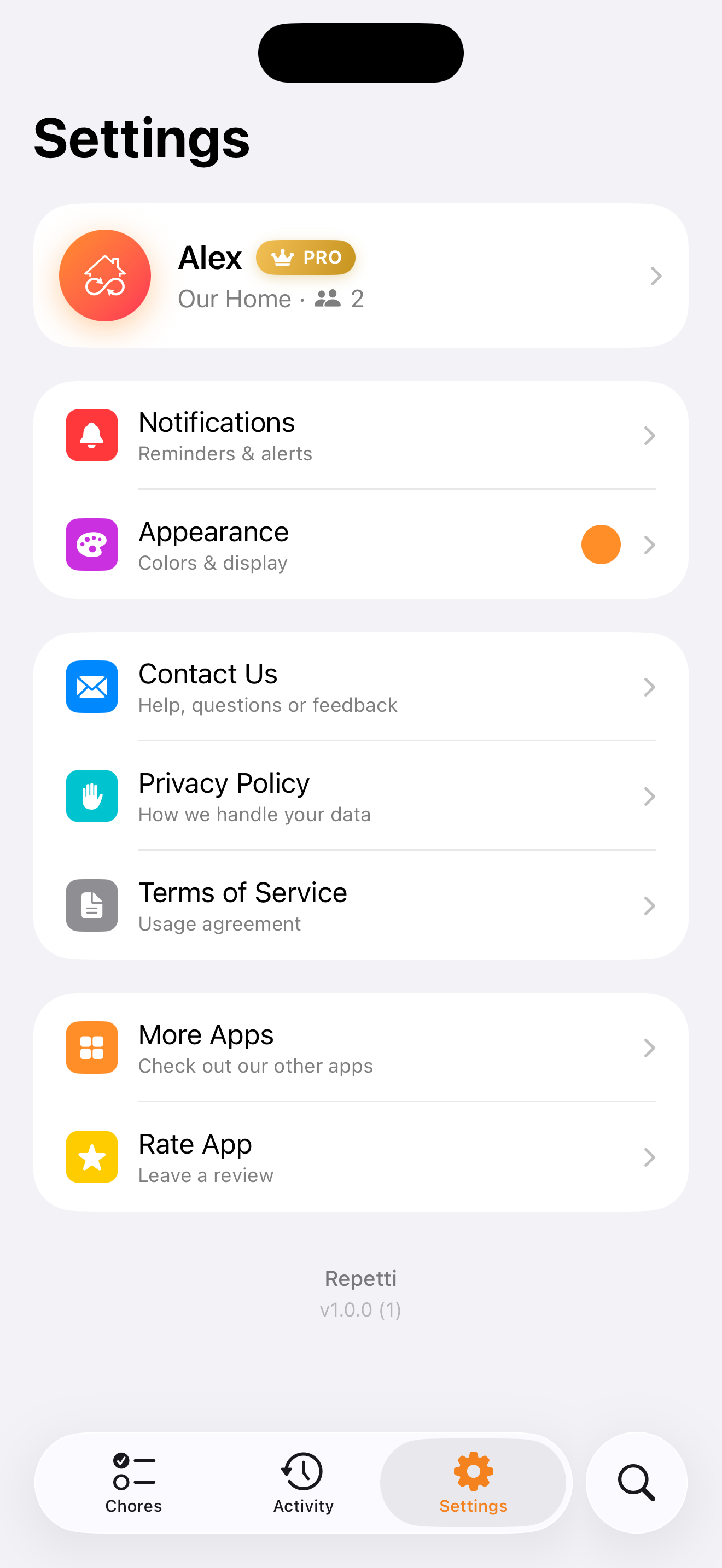 Repetti - The Chores List App