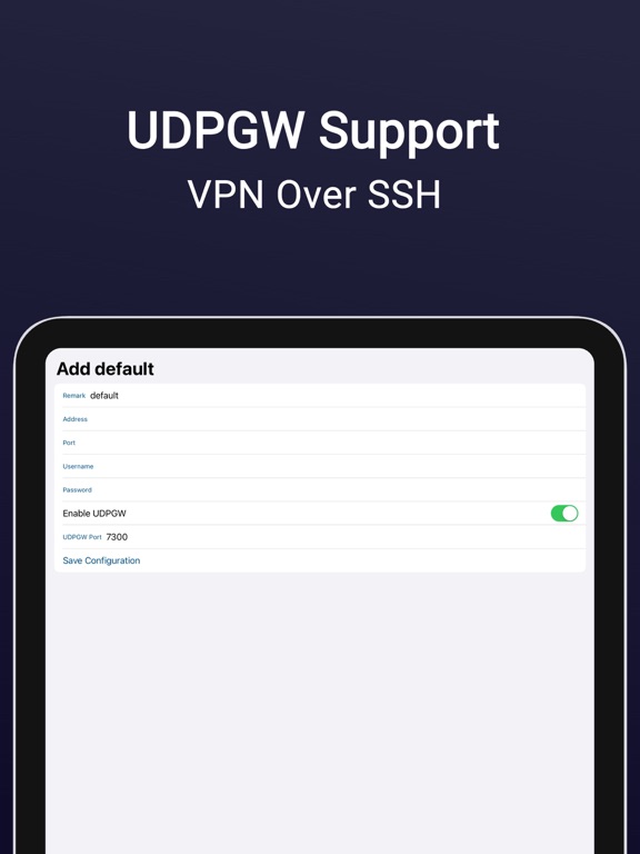SSH VPN - Port Forwarding iPad screenshot 1