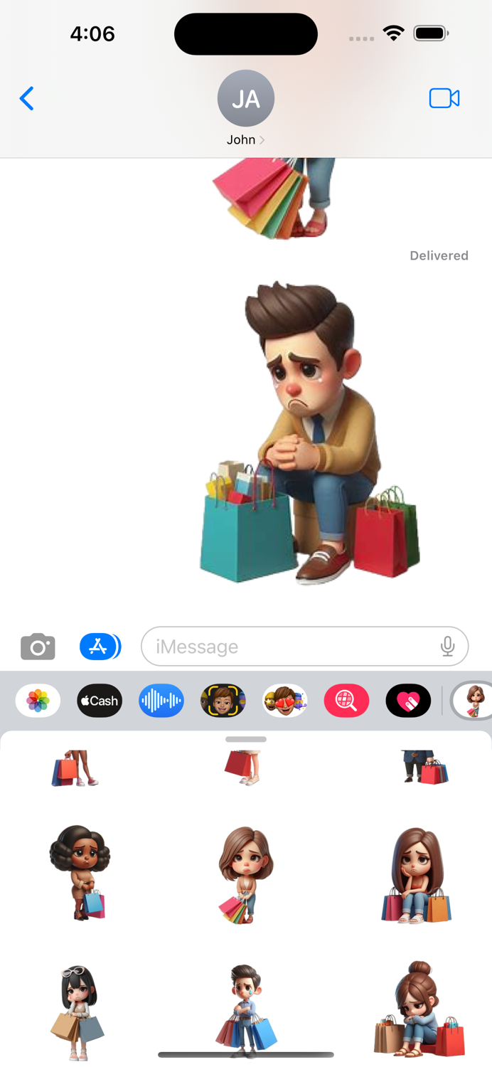 Sad Shopper Stickers