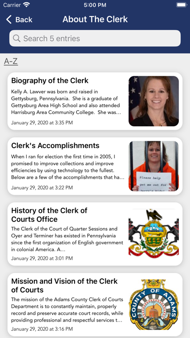 Adams County Clerk of Courts Screenshot