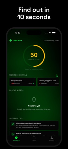 Umbrify: Data Breach Scanner iPhone screenshot