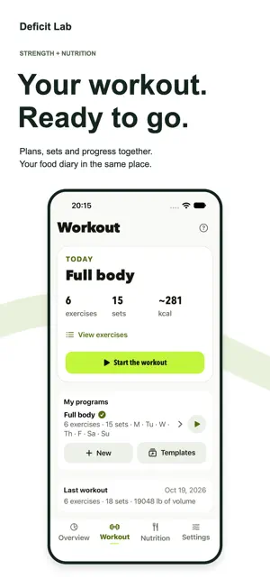 Deficit Lab: Workout & Food screenshot 1