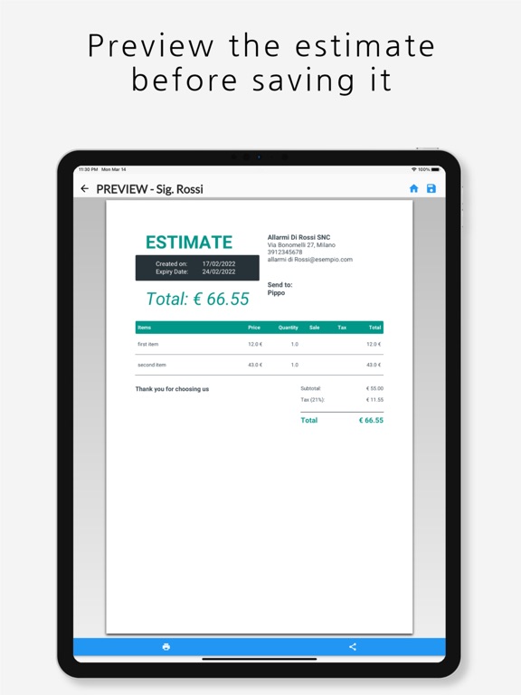 Estimate maker, contractor app iPad screenshot 4 - Finance app