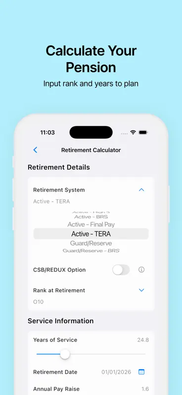 Military Retirement Calculator screenshot 2 of 4