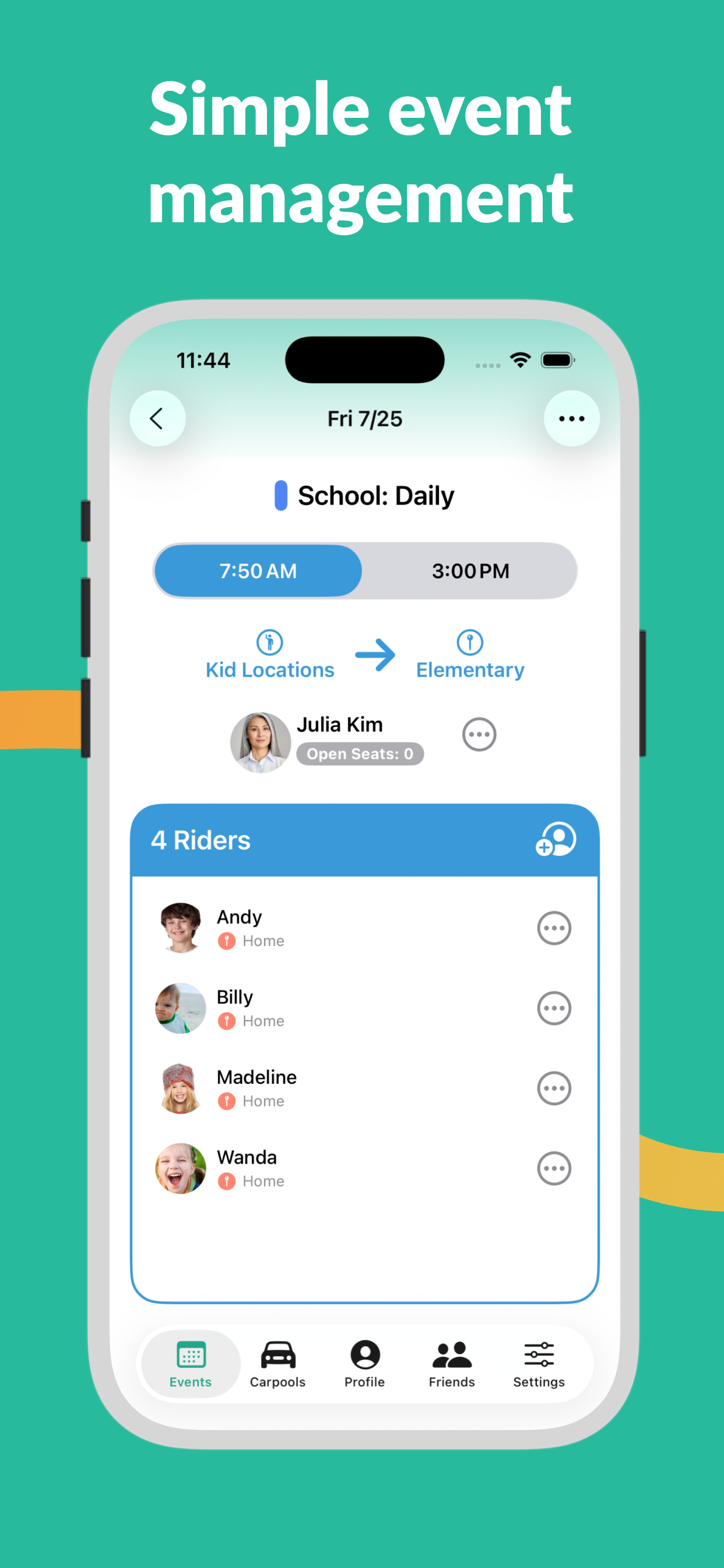 Carpool Kids: Family Calendar