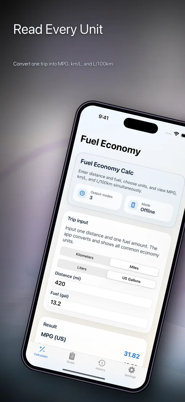 Screenshot #1 pour Fuel Economy Calc