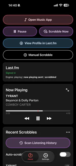 FastScrobbler for Last.fm screenshot 1