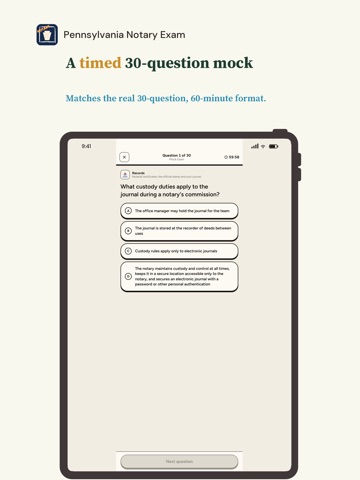 Pennsylvania Notary Exam iPad screenshot