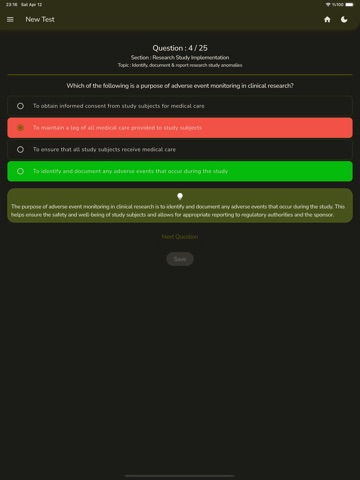 Clinical Research Pro Test iPad screenshot