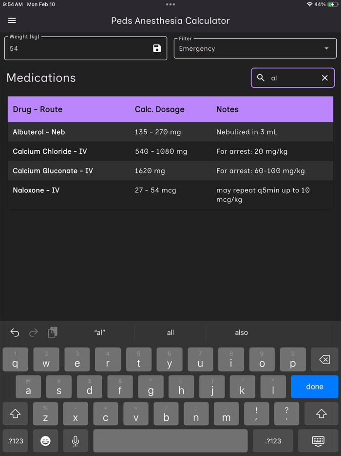 Pediatric Anesthesia Calc