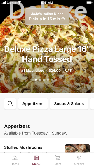 Jojo's Italian Diner iPhone screenshot 2 - Food & Drink app