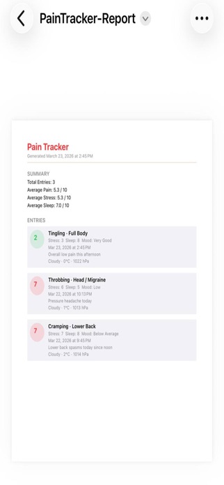 My Pain Tracker Log Screenshot 7 of 8