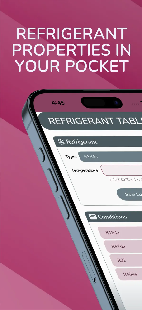 Screenshot #1 pour Refrigerant Tables