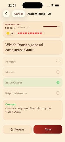 Ultimate History Quiz iPhone screenshot