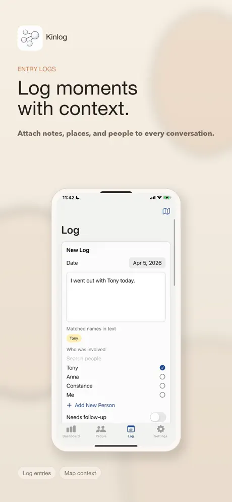 Kinlog: Contacts & Entry Log 人脉管理器应用截图