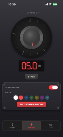 Torch AB Strobe and Texts iPhone screenshot