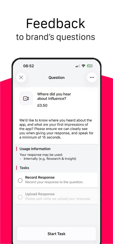 Influence - Paid Video Surveys screenshot 2